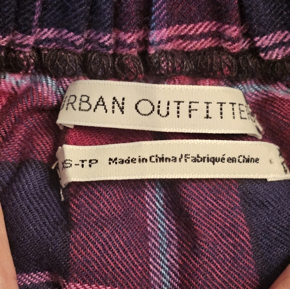 Urban Outfitters Cameron Flannel Tie Front Mini Skirt Plaid Navy XS Preppy - Picture 9 of 10